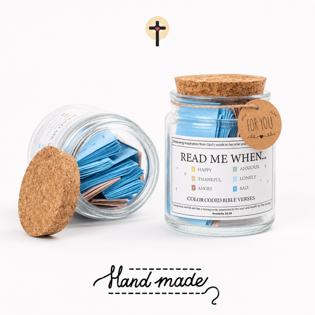 Handmade 90 Day Bible Verses Jar (Free Christian Gift Box)